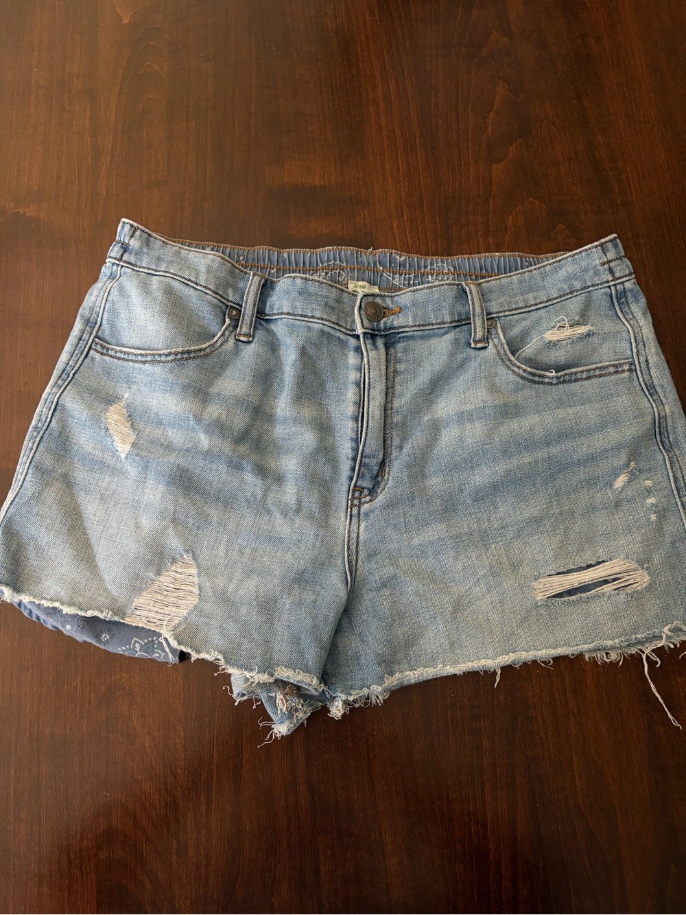 aerie Light Wash Distressed Jean Shorts